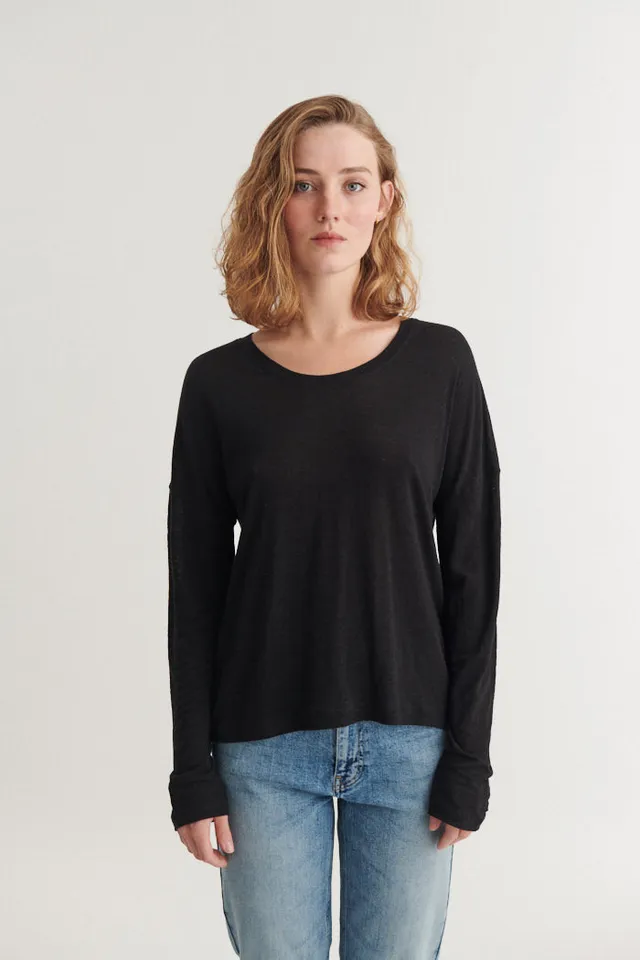 basic-apparel-ashly-ls-tee-langarmshirt-black-leinen image 1