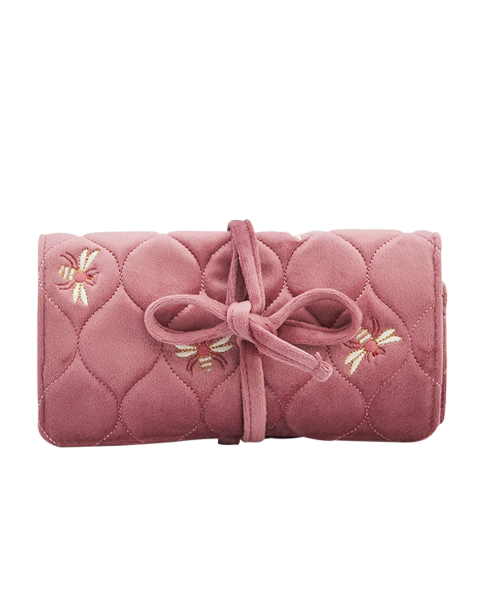 fable-england-accessories-schmuckrolle-biene-rosa-samt image 1