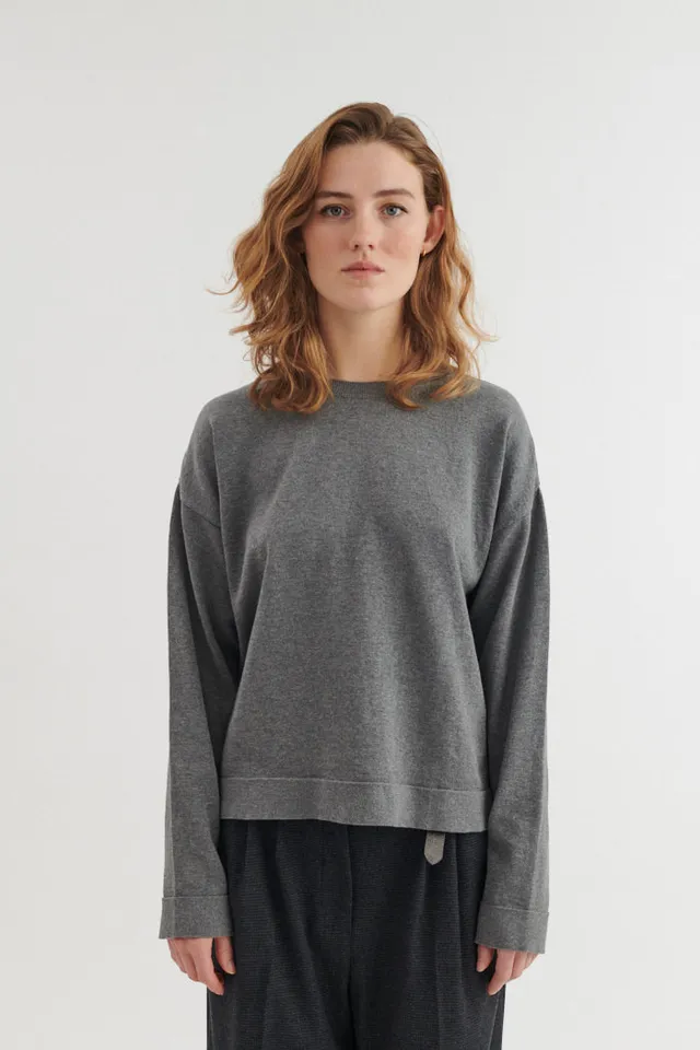 basic-apparel-kari-o-neck-pullover-grau-bio-baumwolle-oversize image 1