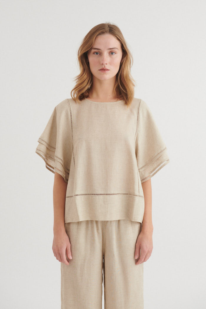 basic-apparel-carina-ss-bluse-natural-leinen-viskose image 1