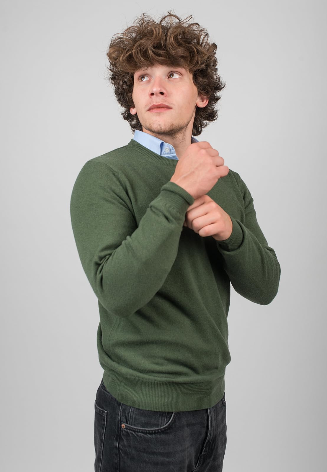 dalle-piane-cashmere-sweater-rundhals-pullover-herren-khaki image 4