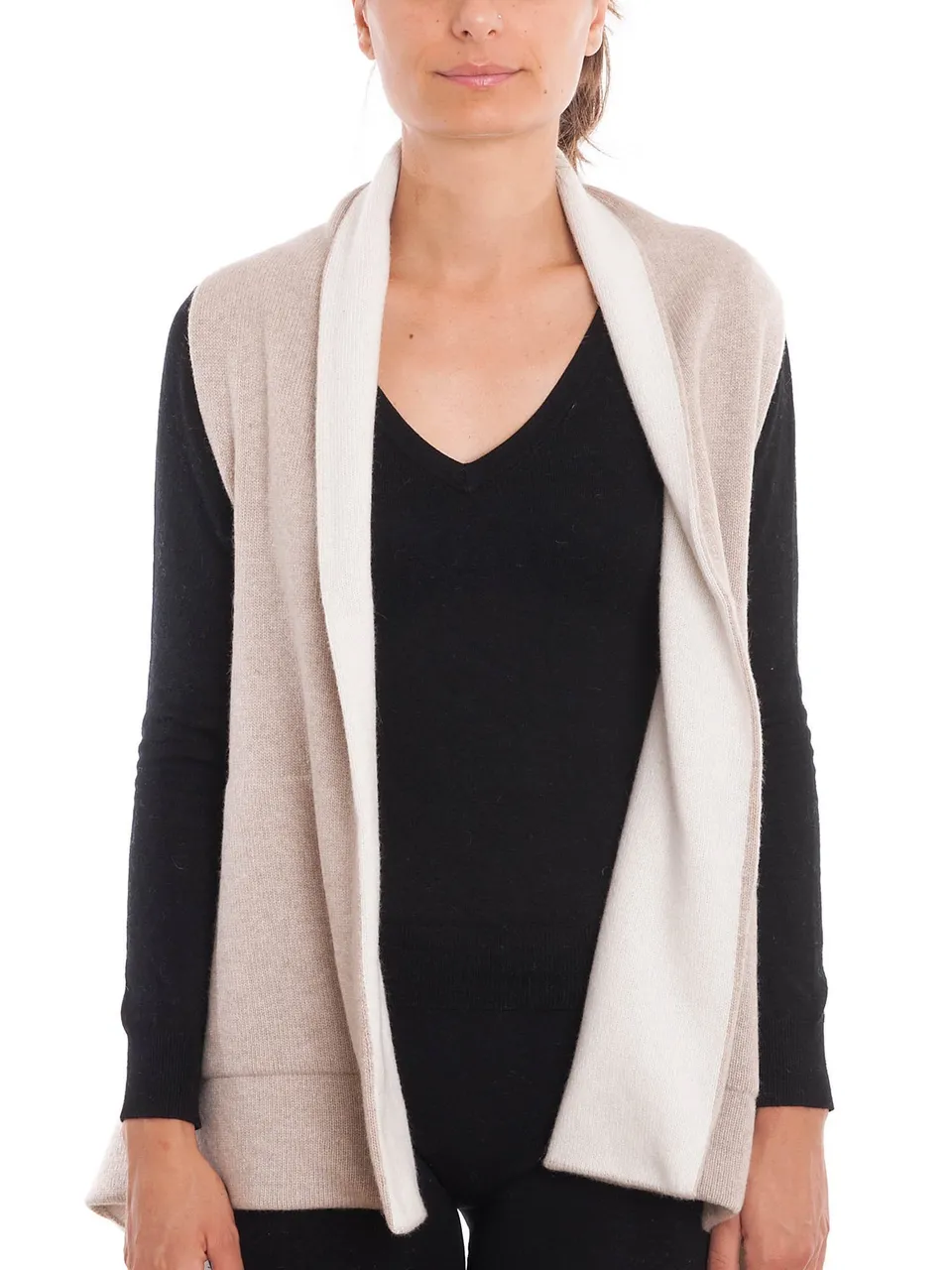 dalle-piane-cashmere-cape-bicolor-beige-creme-kaschmir image 1