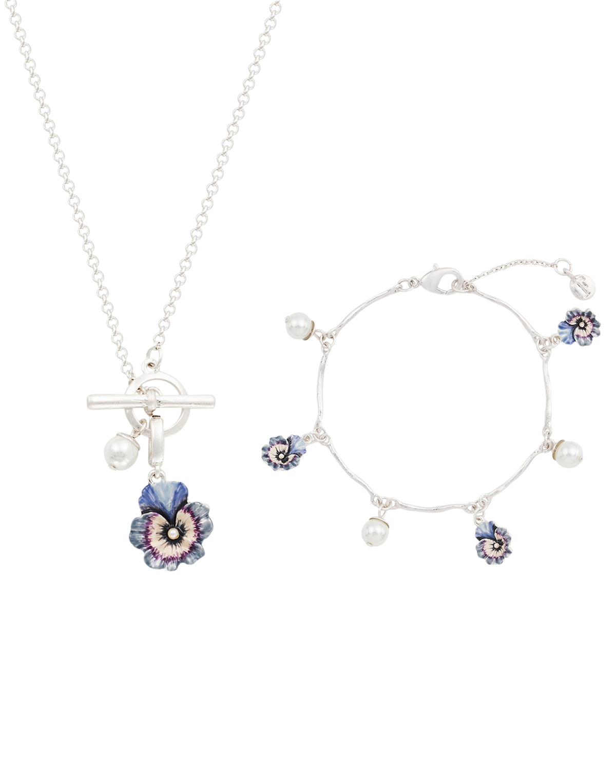 fable-england-pansy-schmuckset-silber-perle-kette-armband image 1