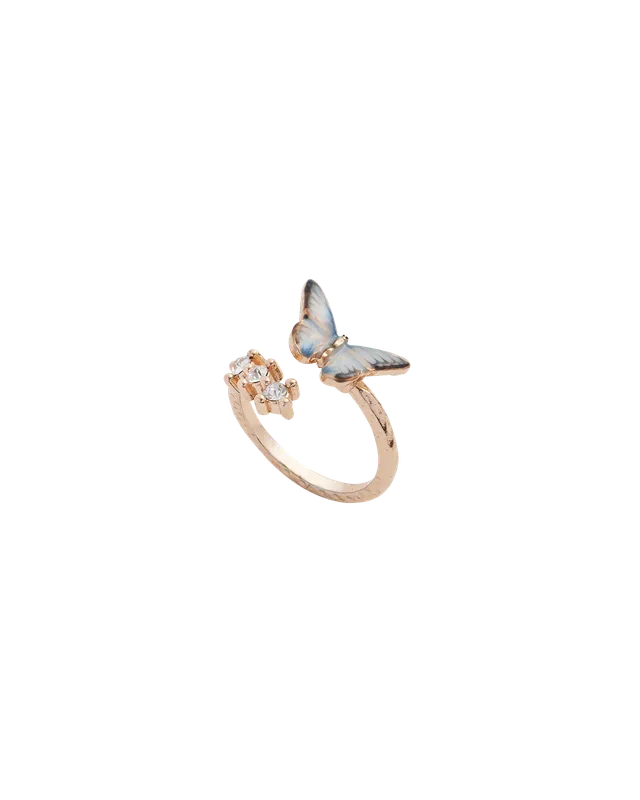 fable-england-enamel-blue-butterfly-ring-blau-verstellbar image 1