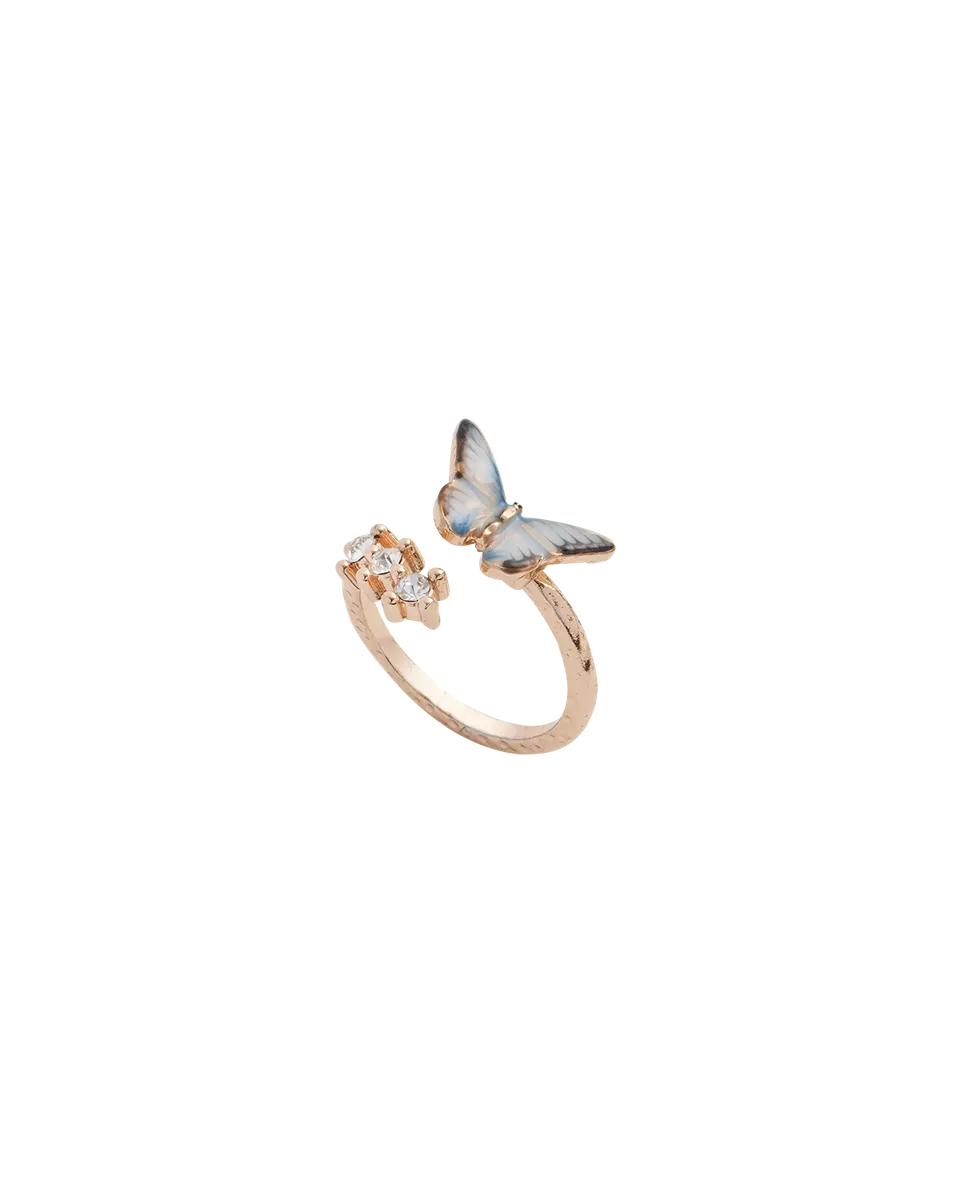 fable-england-enamel-blue-butterfly-ring-blau-verstellbar image 1