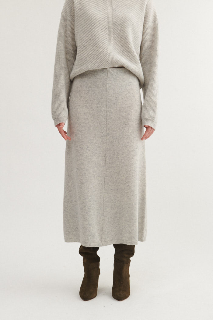 basic-apparel-lise-3-4-strickrock-light-grey-wollmix-a-linie image 1