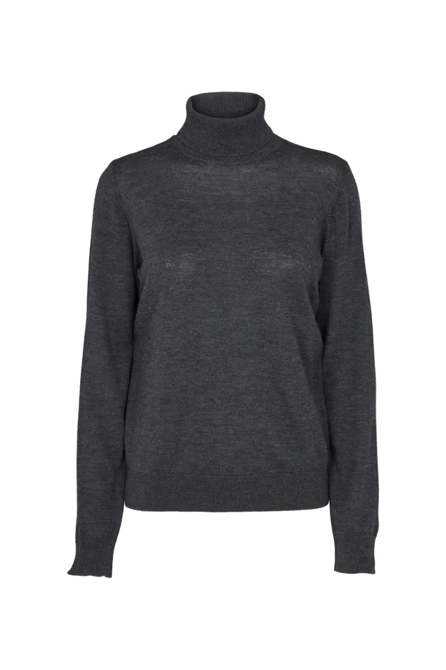 basic-apparel-vera-roll-neck-pullover-dark-grey-mel-merinowolle image 1