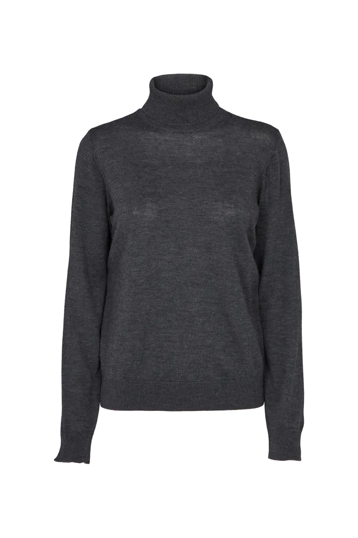 basic-apparel-vera-roll-neck-pullover-dark-grey-mel-merinowolle image 1