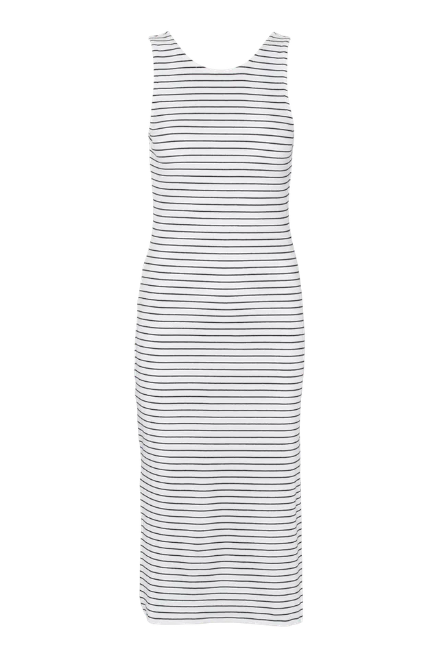 basic-apparel-ludmilla-openback-kleid-bright-white-black-bio-baumwolle image 1