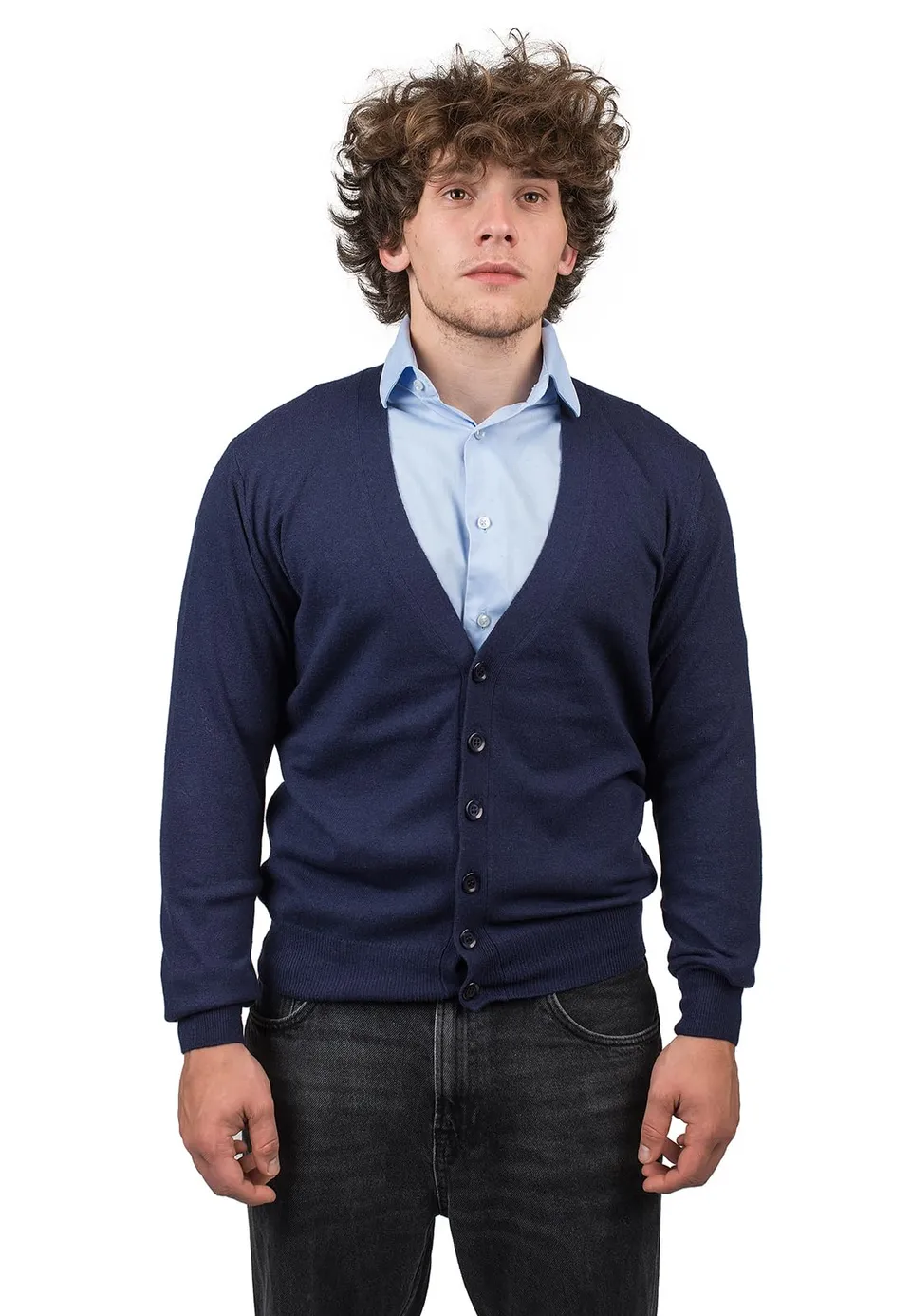dalle-piane-cashmere-strickjacke-herren-l-blau-woll-kaschmir image 1