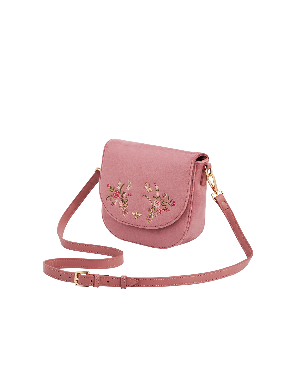 fable-england-beth-saddle-handtasche-rosa-samt-bestickt image 3