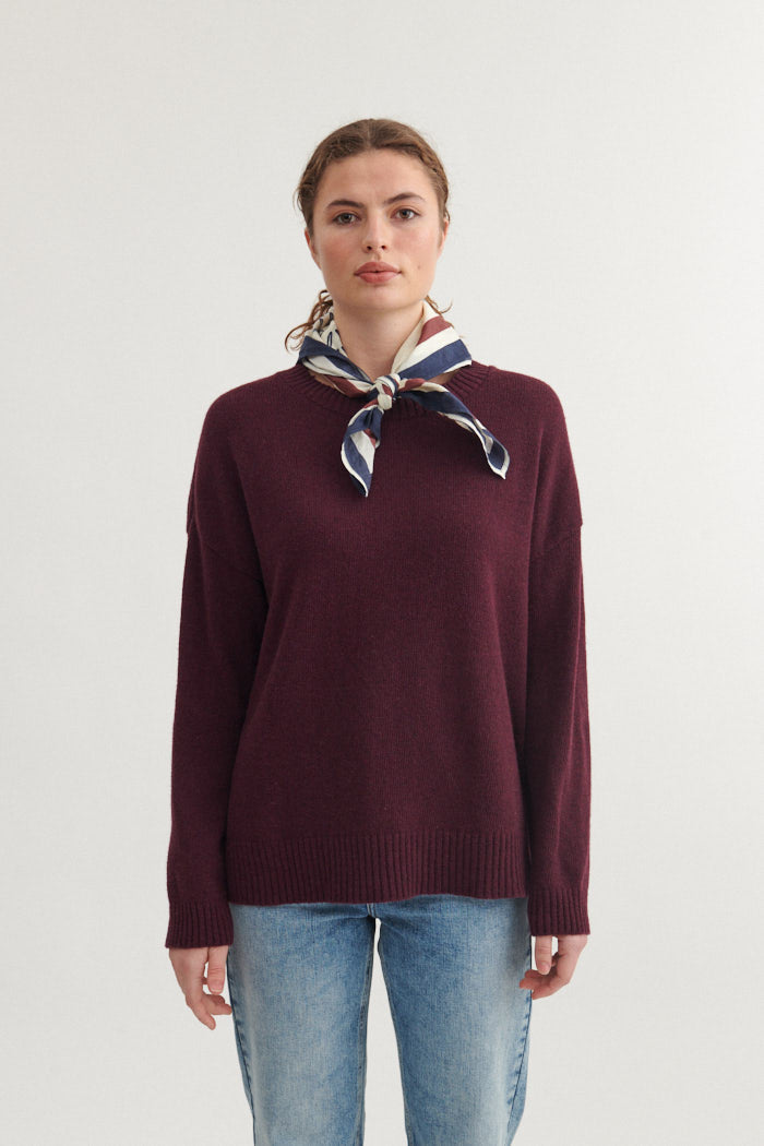 basic-apparel-lise-o-neck-strickpullover-bordeaux-truffle image 1