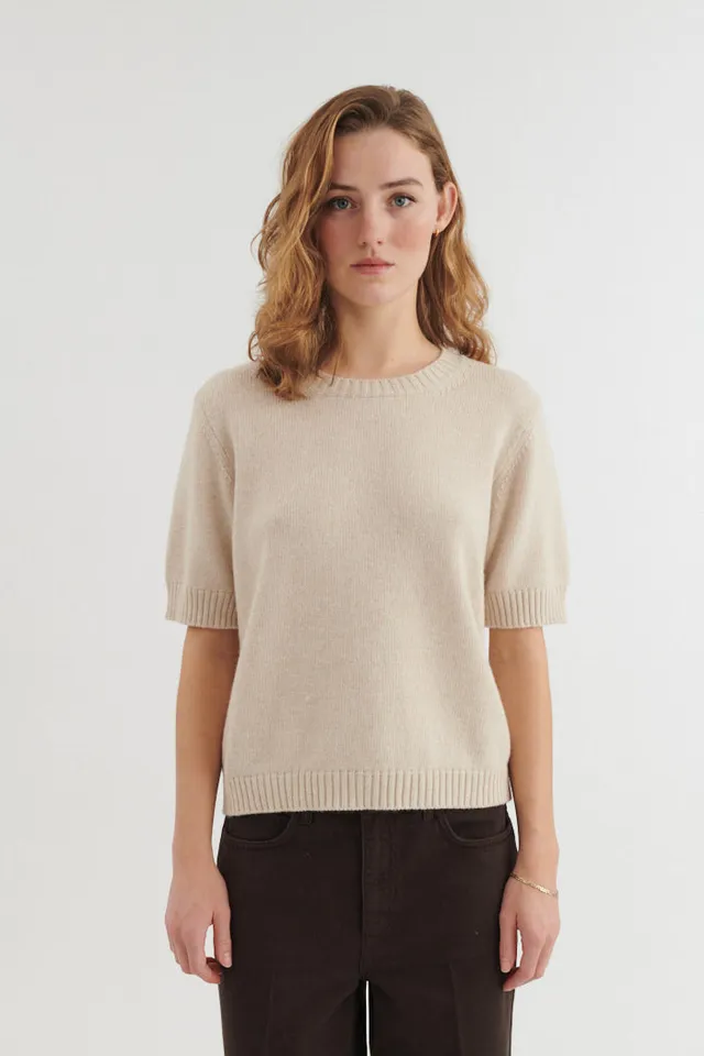 basic-apparel-cady-ss-o-neck-pullover-beige-mel-wolle image 1