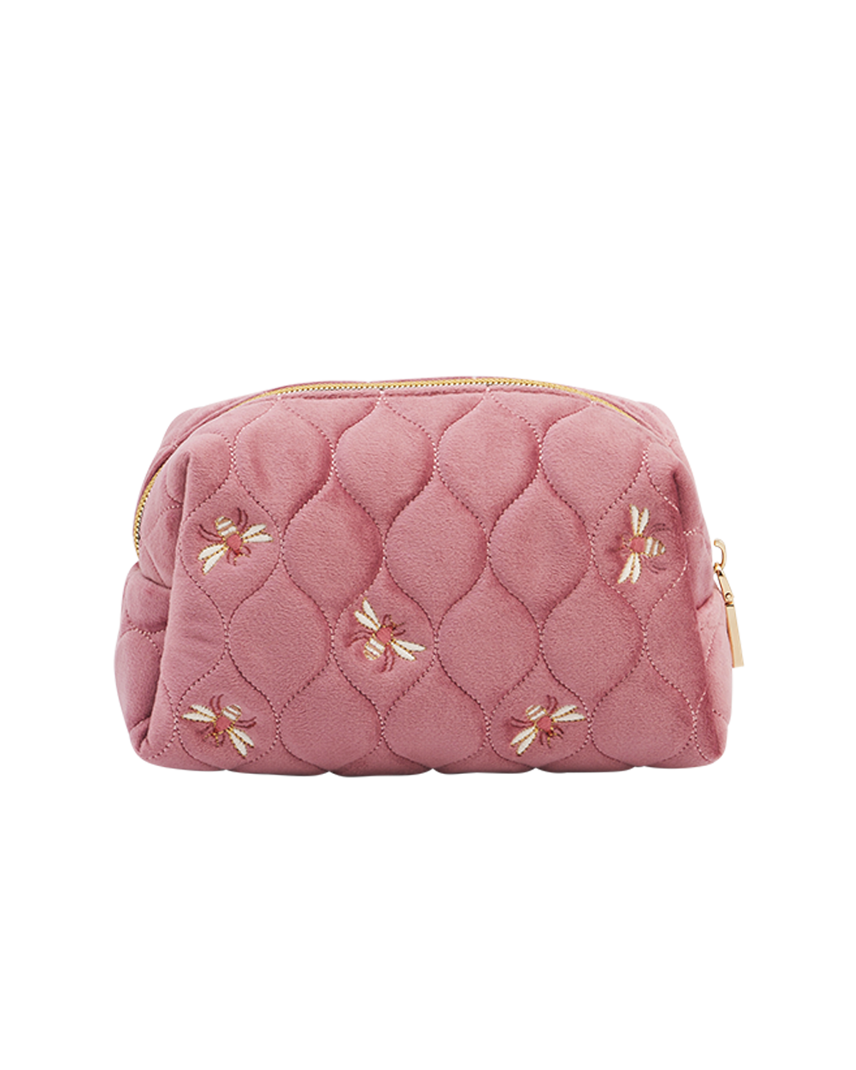 fable-england-accessories-pouch-samt-rosa-biene-gesteppt image 3