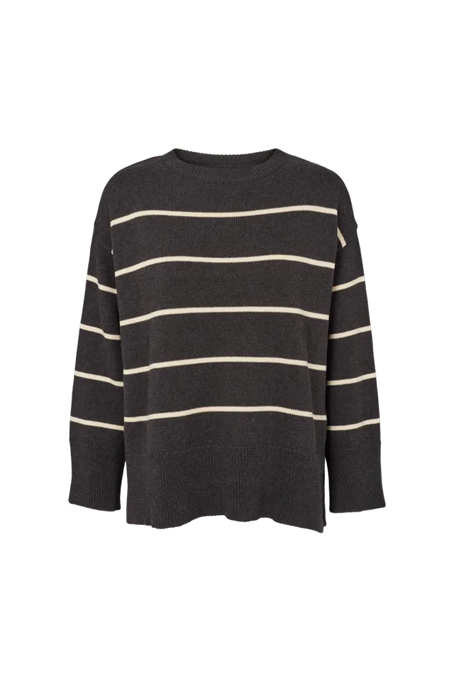 basic-apparel-winie-o-neck-stripe-pullover-grau-bio image 1