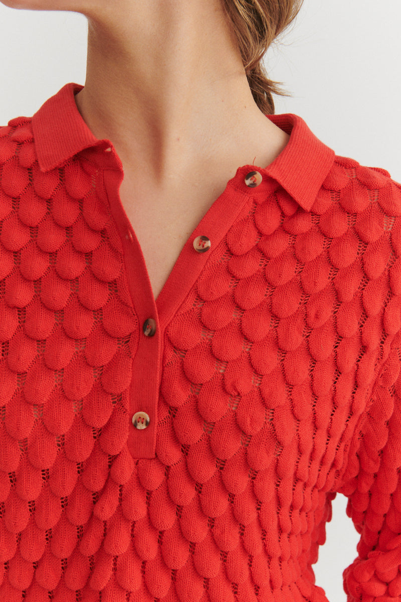 basic-apparel-cilla-polo-sweater-strickpullover-flame-scarlet-bio image 4