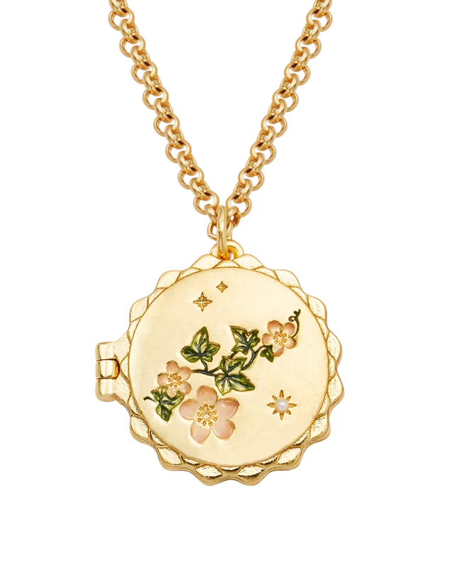 fable-england-ivy-blossom-kette-gold-medaillon-efeu image 1