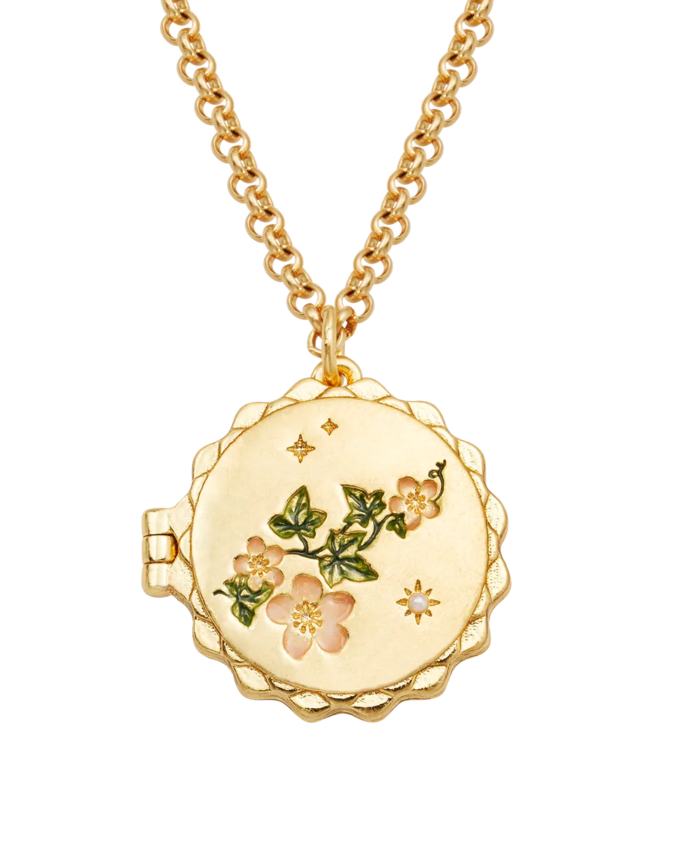 fable-england-ivy-blossom-kette-gold-medaillon-efeu image 1