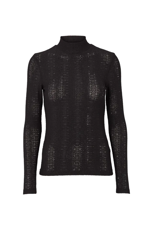basic-apparel-sweaters-suvi-t-neck-shirt-schwarz-spitze image 1