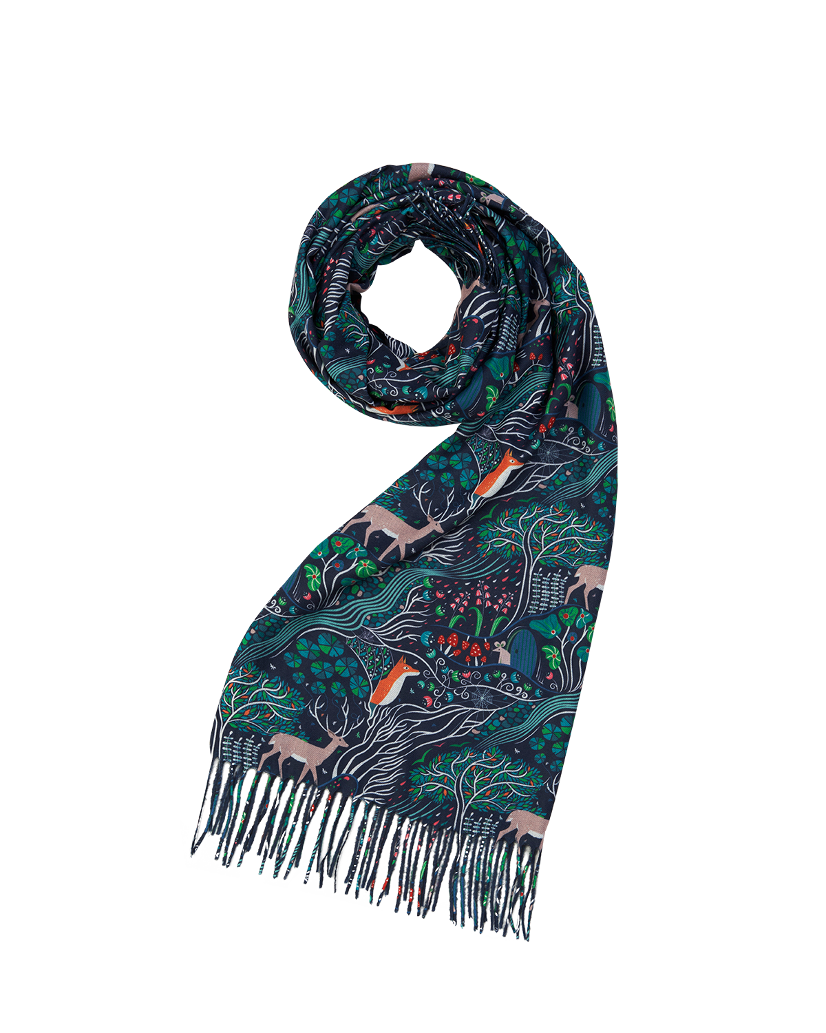 fable-england-enchanted-tree-tassel-schal-navy-dunkelblau image 1