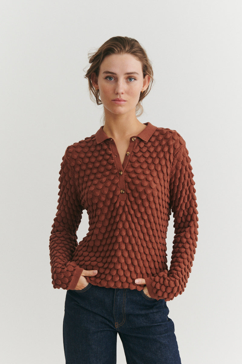 basic-apparel-cilla-polo-strickpullover-beige-bio-baumwolle image 1