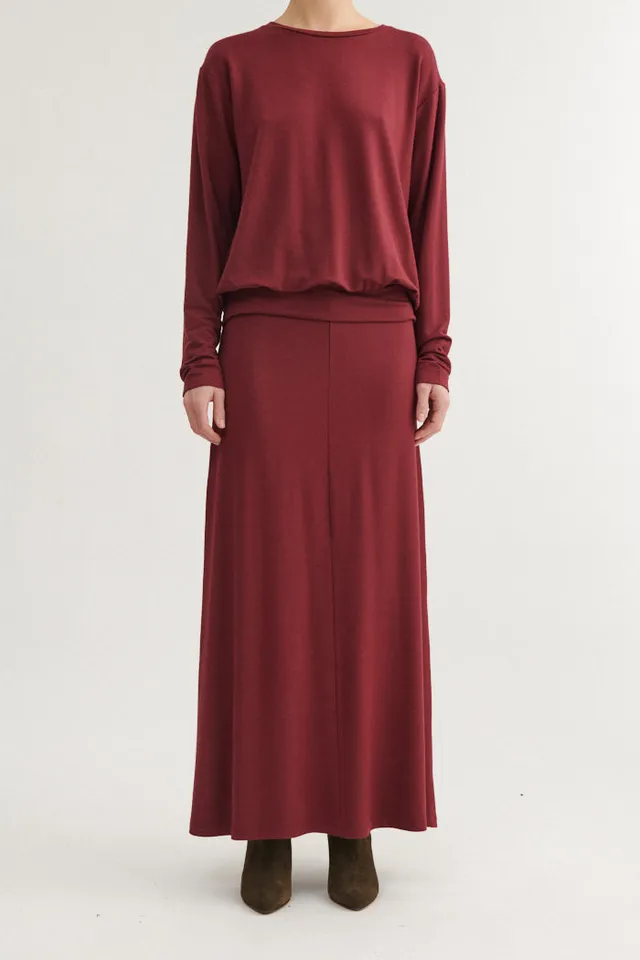 basic-apparel-sadie-long-skirt-maxirock-bordeaux-truffle image 1