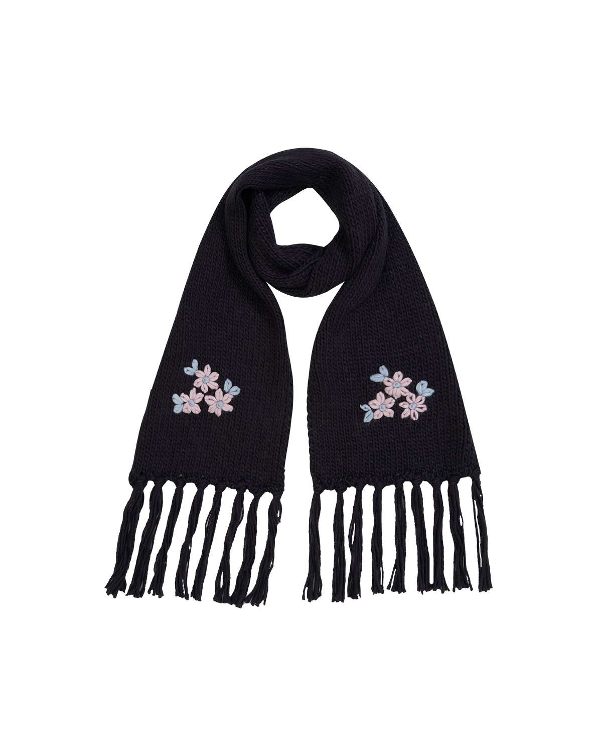 fable-england-forget-me-not-strickschal-navy-mit-blumenmuster image 1