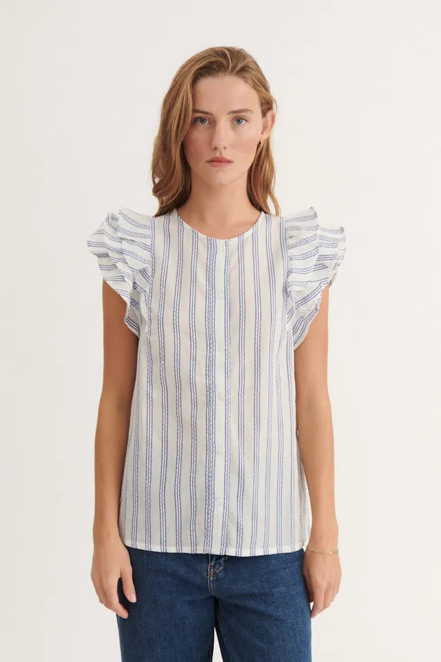 basic-apparel-ada-shirt-bluse-true-navy-bio-baumwolle image 1