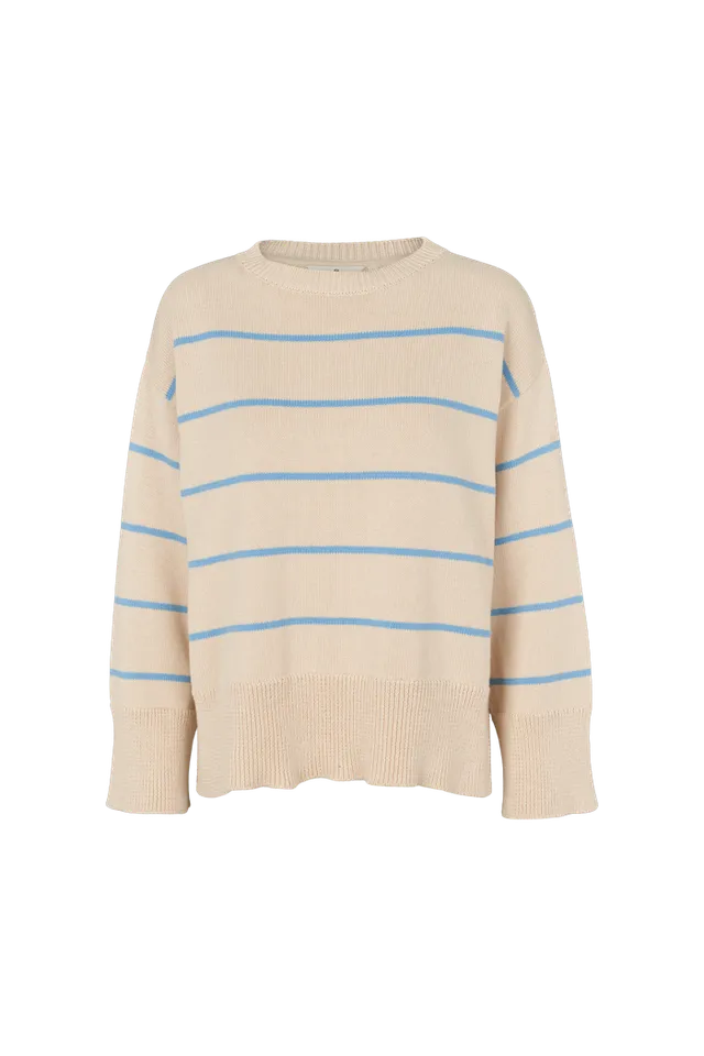 basic-apparel-winie-o-neck-stripe-pullover-birch-bio-baumwolle image 1