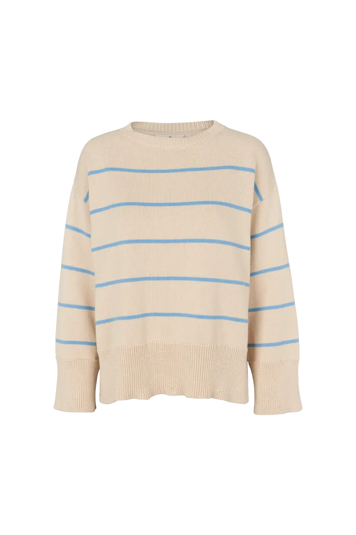 basic-apparel-winie-o-neck-stripe-pullover-birch-bio-baumwolle image 1
