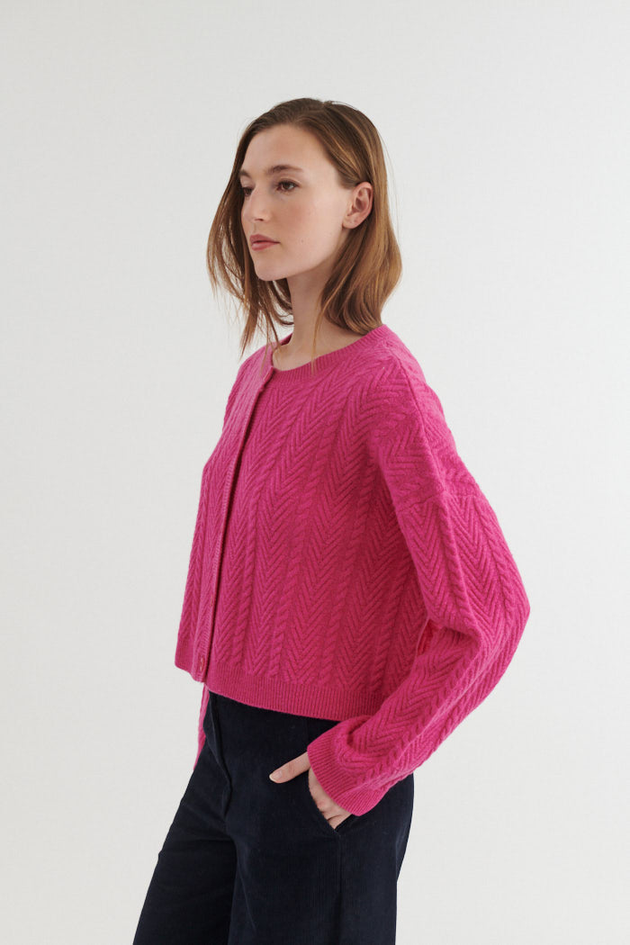 basic-apparel-selem-cable-cardigan-purple-orchid-merinowolle image 2