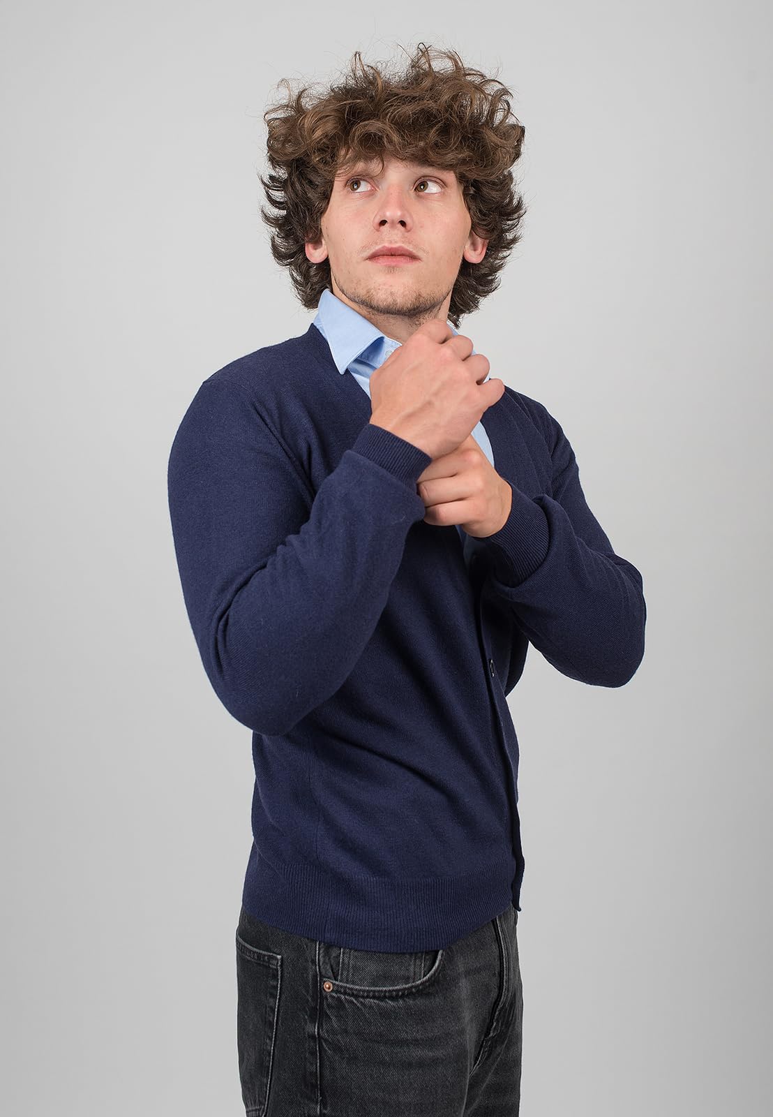 dalle-piane-cashmere-strickjacke-herren-l-blau-woll-kaschmir image 2