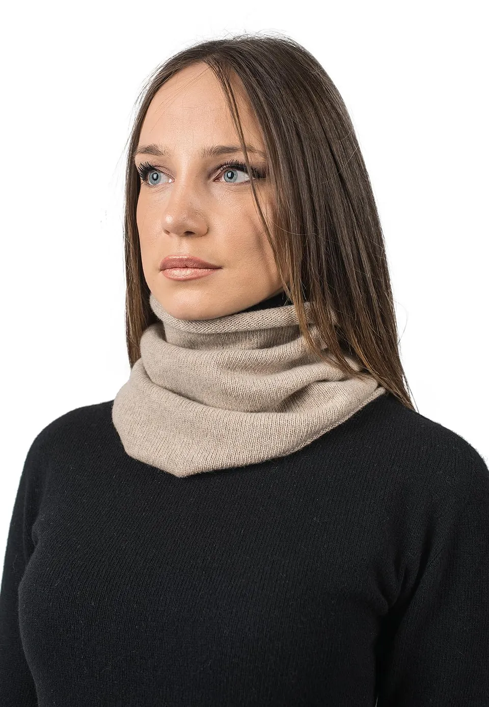 dalle-piane-cashmere-scarf-loopschal-beige-regenerierter-kaschmir image 1