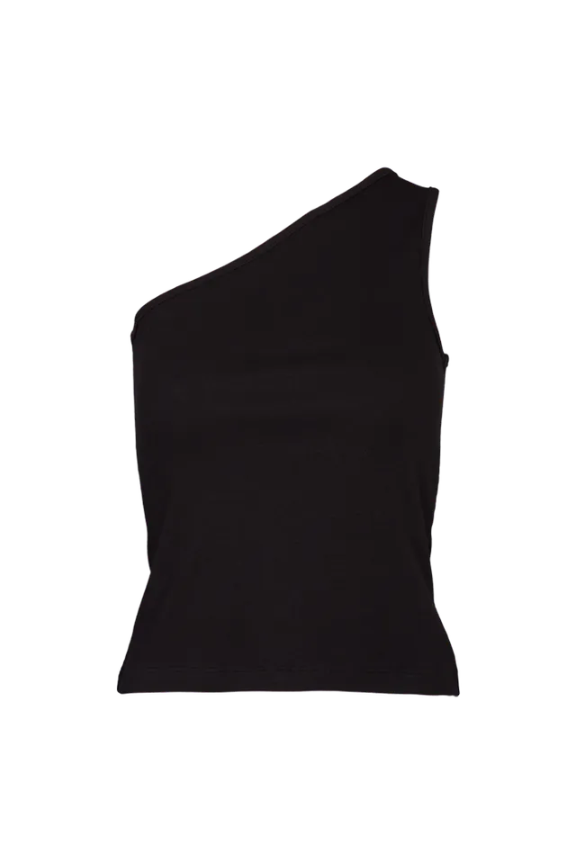 basic-apparel-ludmilla-one-shoulder-top-schwarz-bio image 1
