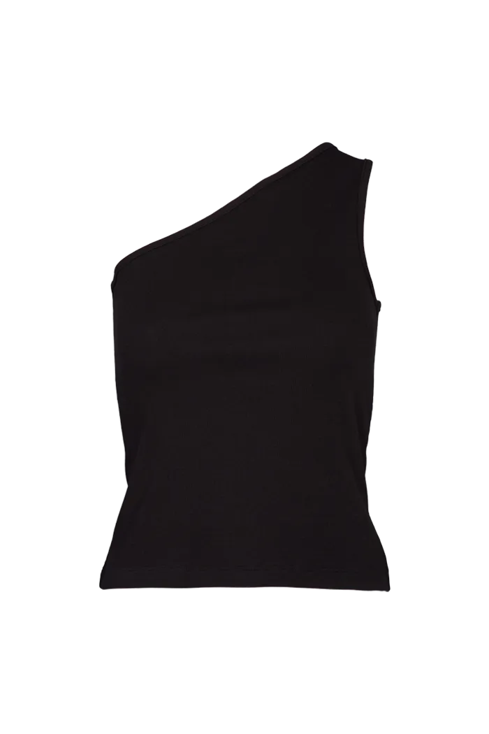 basic-apparel-ludmilla-one-shoulder-top-schwarz-bio image 1