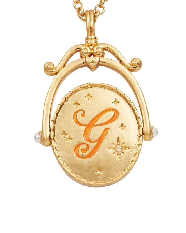fable-england-jewellery-g-initial-gerbera-gold-spinner-halskette image 1