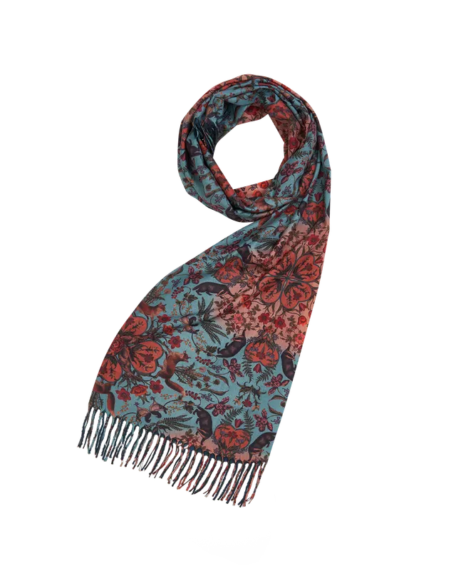 fable-england-folksy-fox-schal-damen-teal-mit-fransen image 1