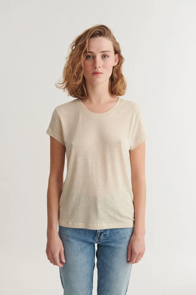 basic-apparel-ashly-ss-tee-summer-sand-leinen image 1