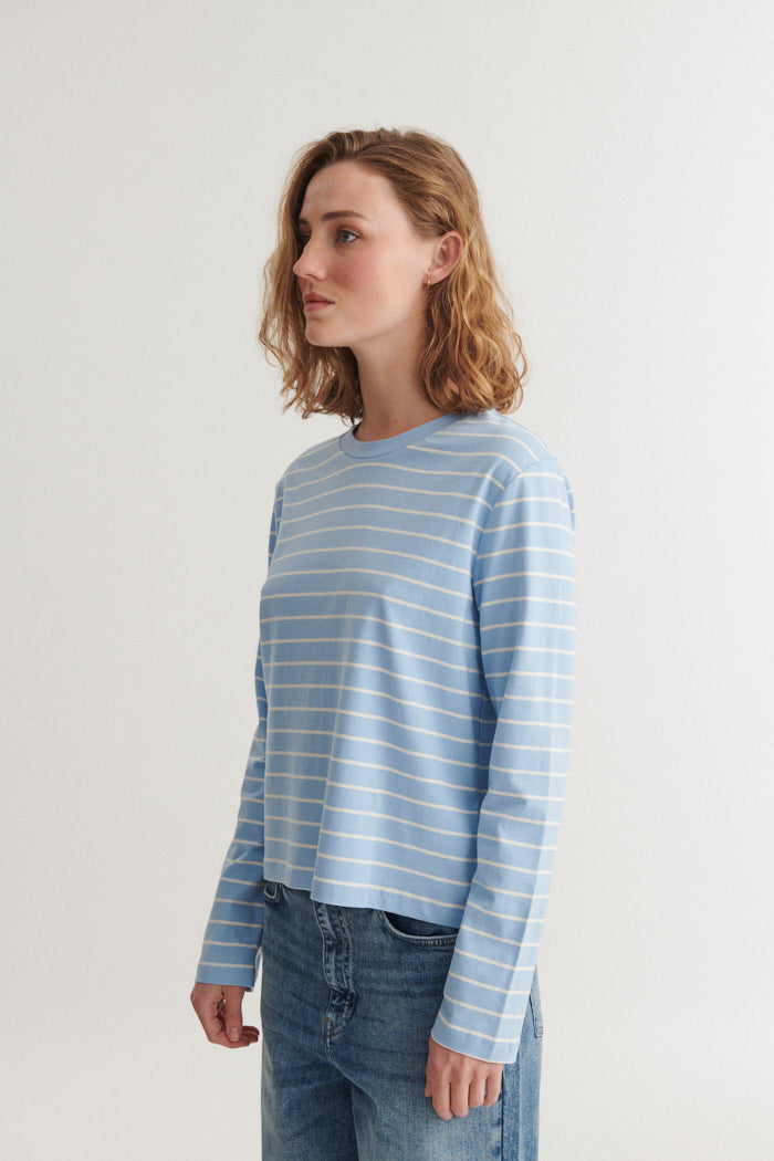 basic-apparel-raja-ls-stripe-tee-langarm-frozen-fjord-bio image 2