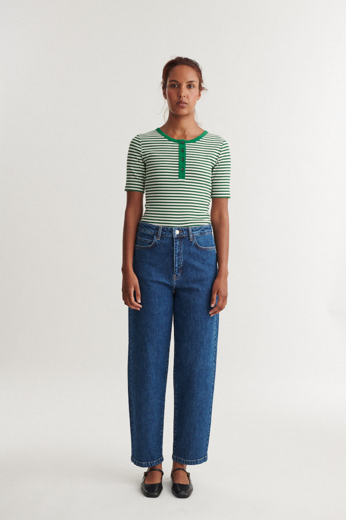basic-apparel-ludmilla-ss-stripe-granddad-t-shirt-gr-n image 4