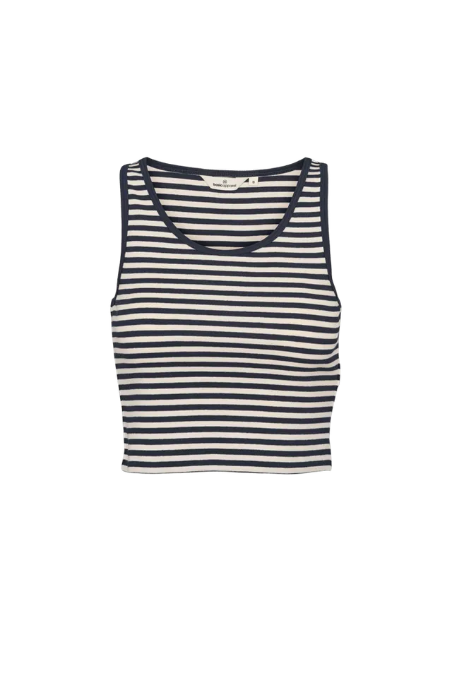basic-apparel-ludmilla-stripe-crop-tank-birch-navy-top image 1