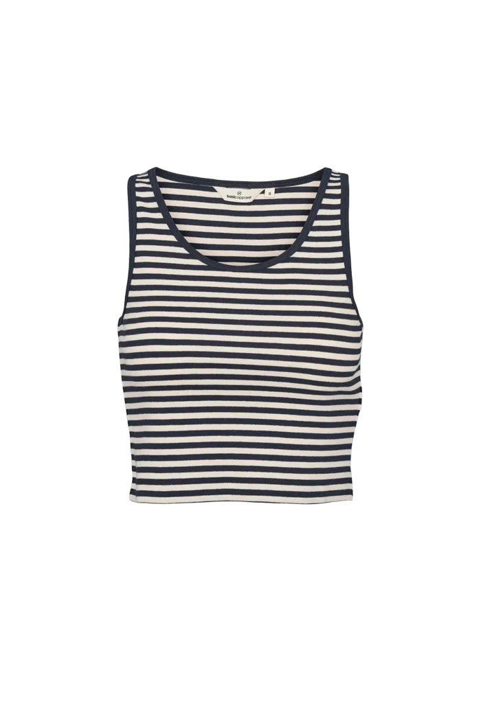 basic-apparel-ludmilla-stripe-crop-tank-birch-navy-top image 1