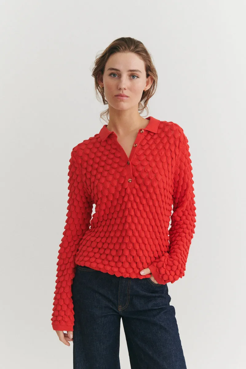 basic-apparel-cilla-polo-sweater-strickpullover-flame-scarlet-bio image 1