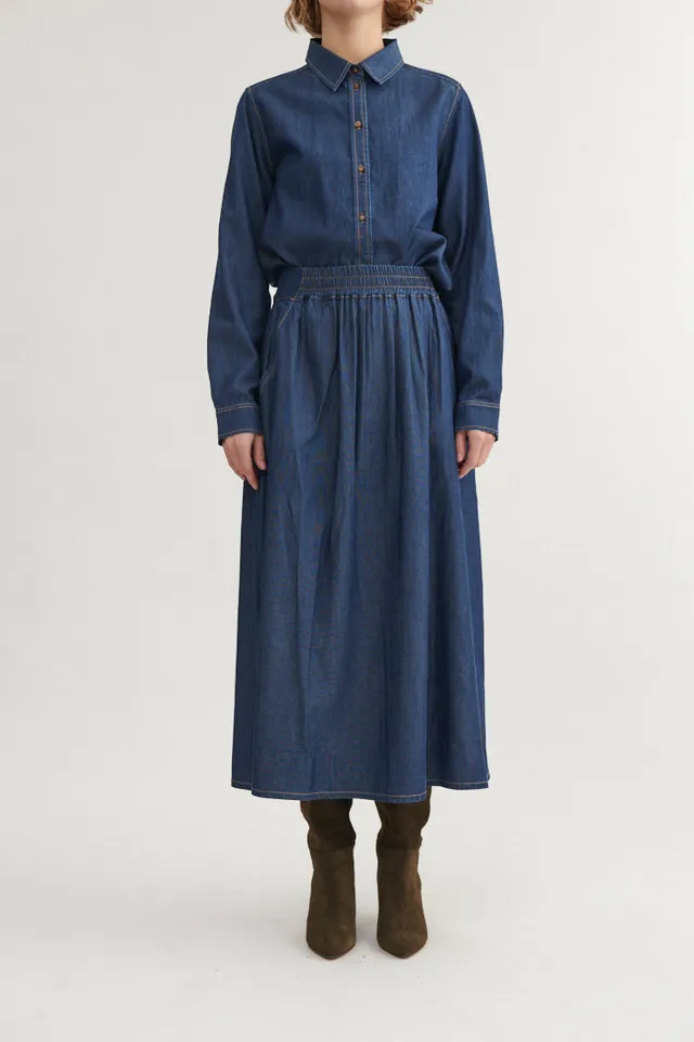 basic-apparel-bine-long-skirt-rock-mid-blue-tencel image 1