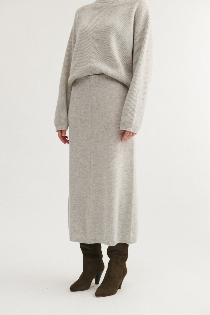 basic-apparel-lise-3-4-strickrock-light-grey-wollmix-a-linie image 2