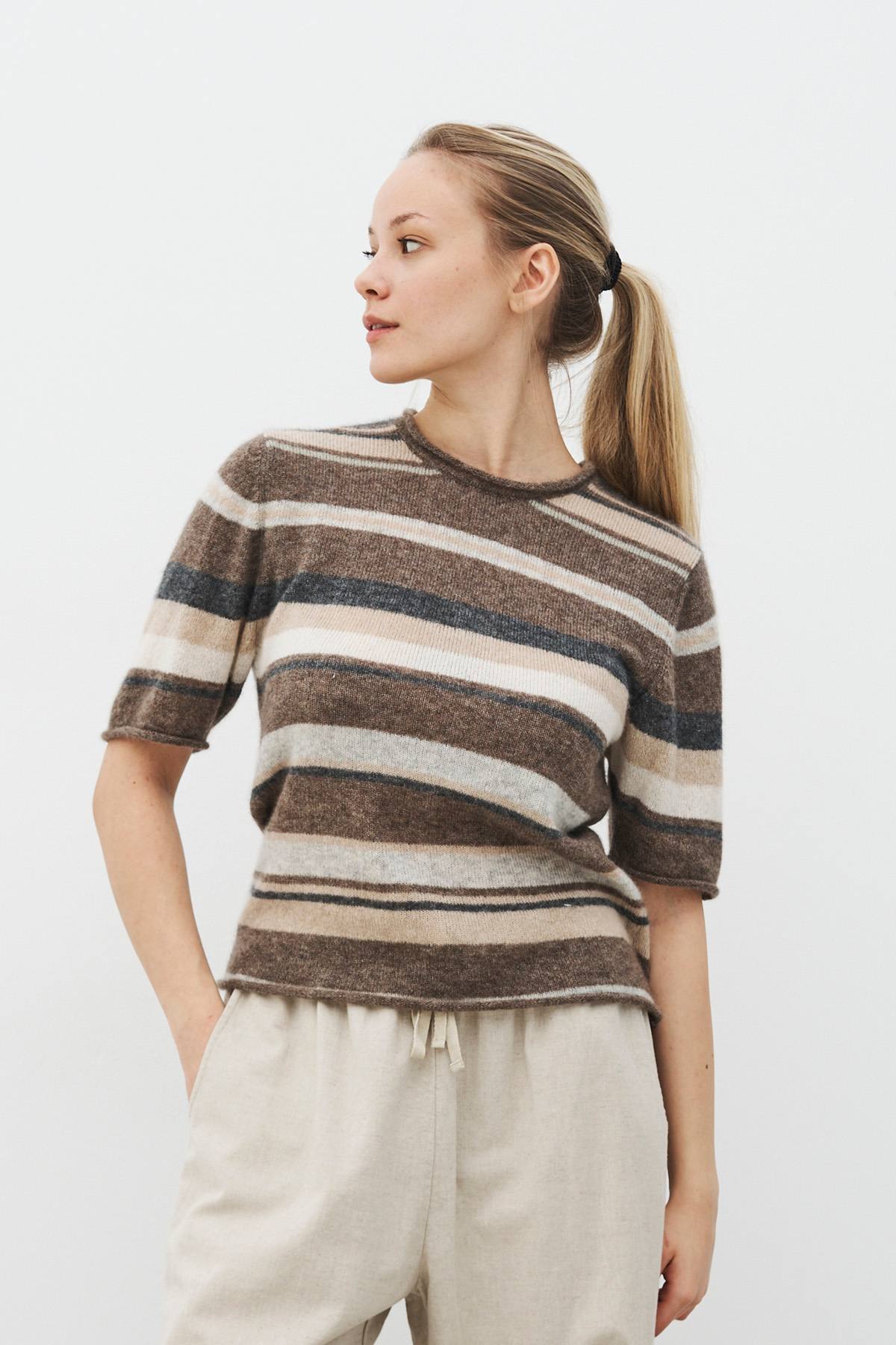 care-by-me-melanie-t-shirt-strickshirt-earth-kaschmir-seide-streifen image 1