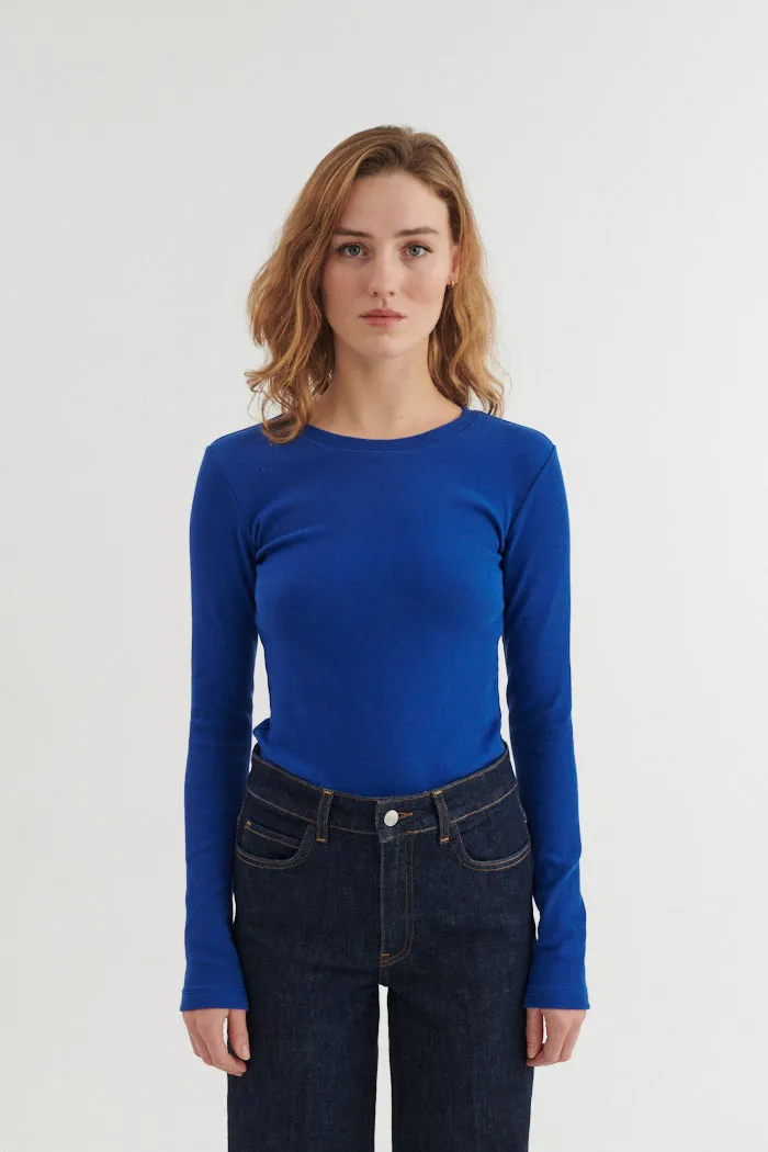 basic-apparel-ludmilla-ls-tee-shirt-blau-bio-baumwolle image 1