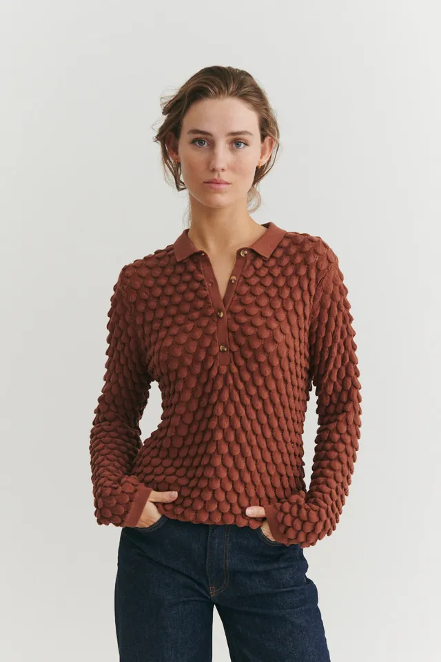 basic-apparel-cilla-polo-strickpullover-beige-bio-baumwolle image 1