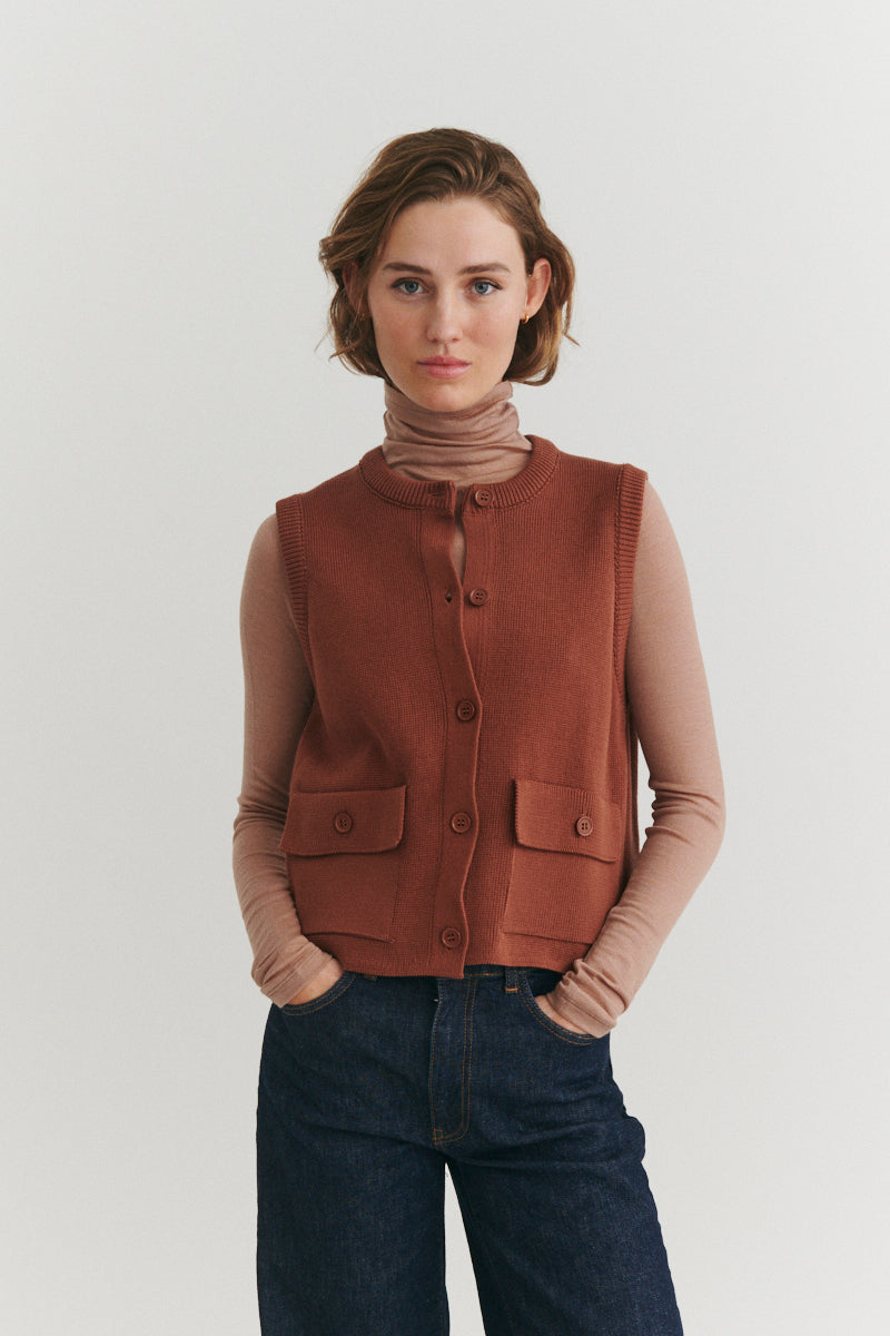 basic-apparel-sisa-strickweste-tortoise-shell-bio-baumwolle image 1