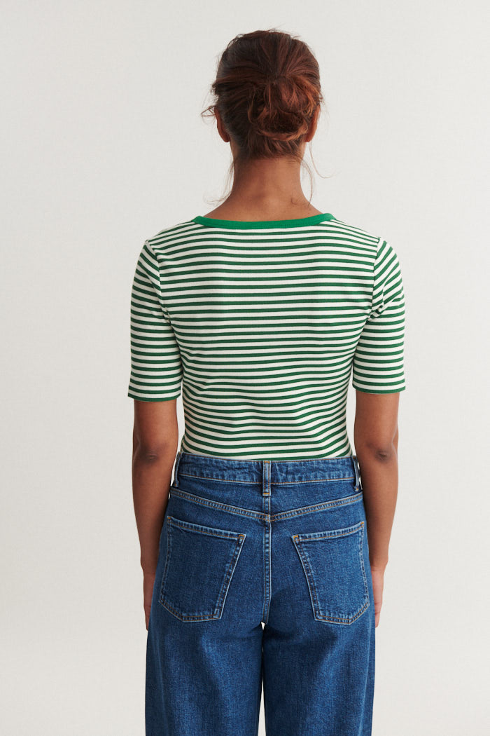 basic-apparel-ludmilla-ss-stripe-granddad-t-shirt-gr-n image 3